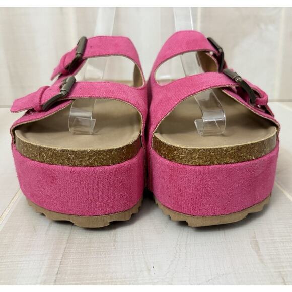 Eternal & Love PINK SUEDE BUCKLE PLATFORM SANDALS Women’s Sz 41 (US Sz 10) NEW - Picture 4 of 11